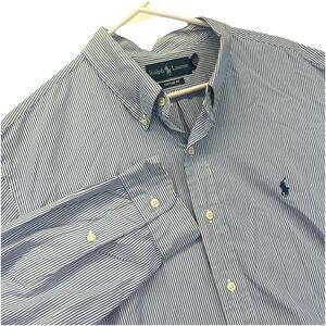 Ralph Lauren Mens Shirt XXL Polo Custom Fit Long Sleeve Pinstriped Button Down